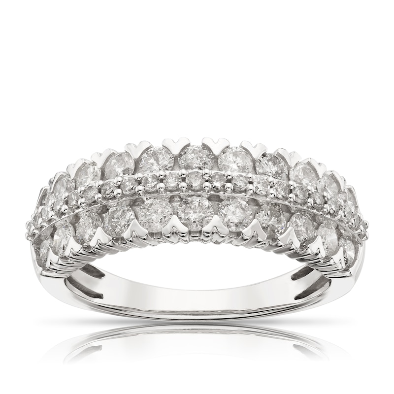 18ct White Gold 1ct Diamond Three Row Eternity Ring