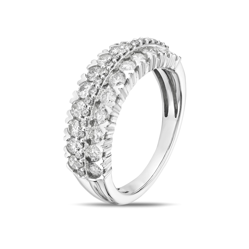 18ct White Gold 1ct Diamond Three Row Eternity Ring