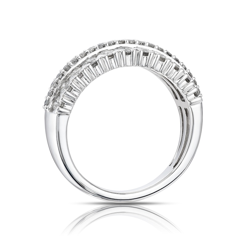 Main Image 3 of 18ct White Gold 1ct Diamond Three Row Eternity Ring