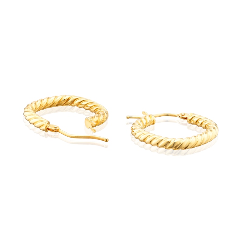 Main Image 2 of 9ct Yellow Gold 15mm Square Twist Hoop Earrings