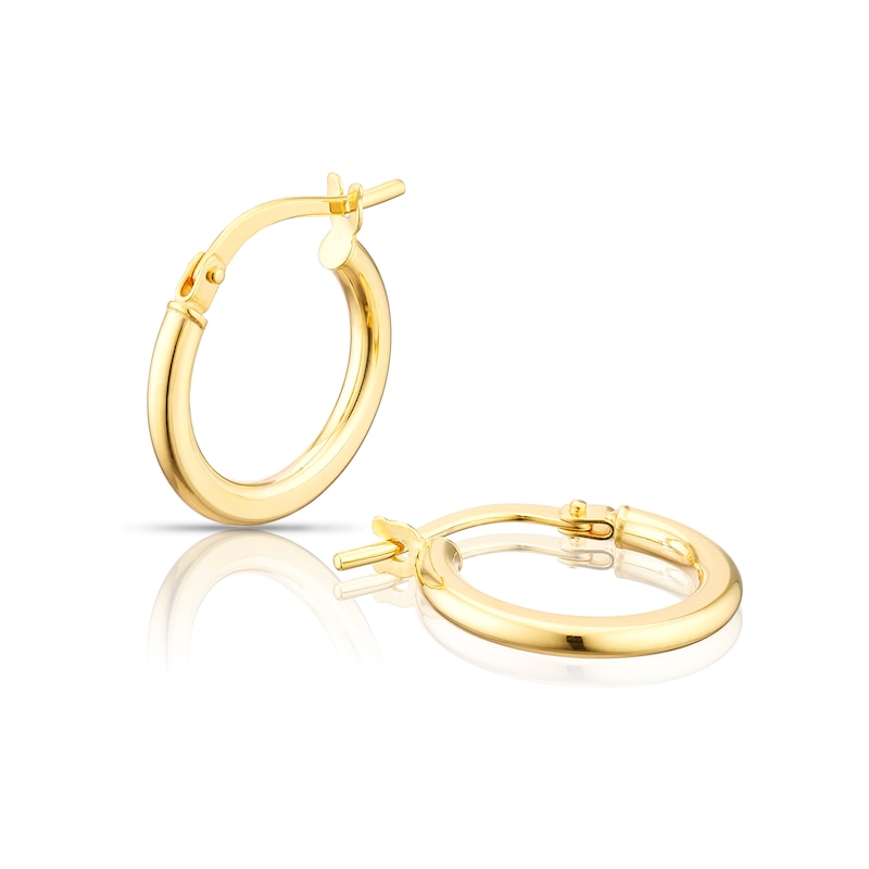 9ct Yellow Gold 10mm Graduated Plain Creole Hoop Earrings