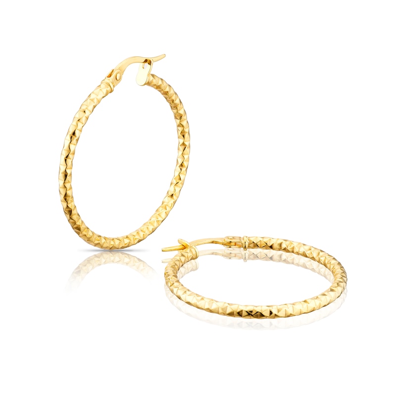 Main Image 1 of 9ct Yellow Gold 25mm Large Diamond Cut Hoop Earrings