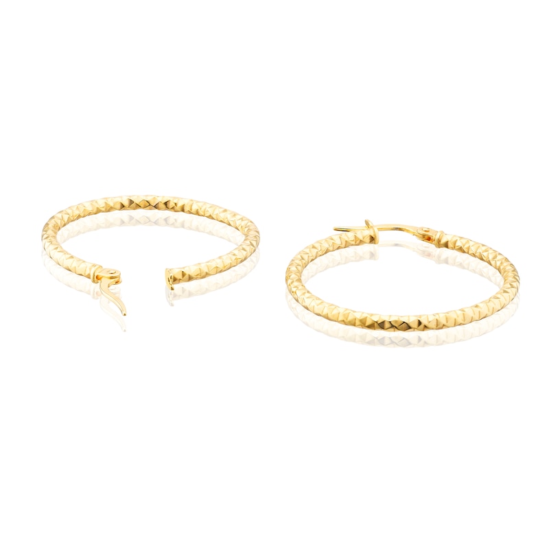 Main Image 2 of 9ct Yellow Gold 25mm Large Diamond Cut Hoop Earrings