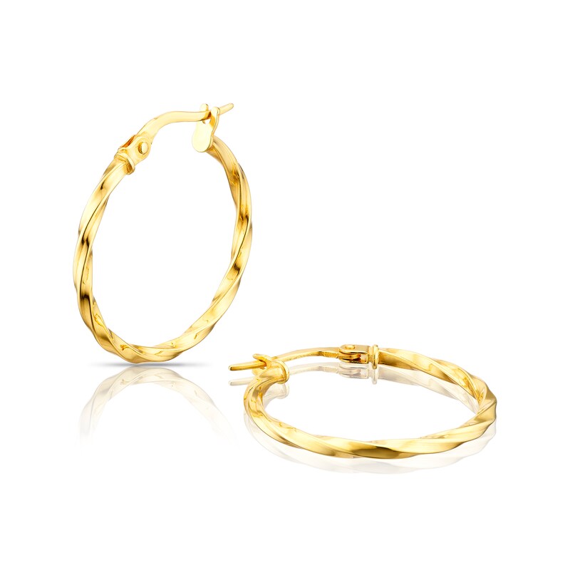 Main Image 1 of 9ct Yellow Gold 20mm Twist Creole Hoop Earrings