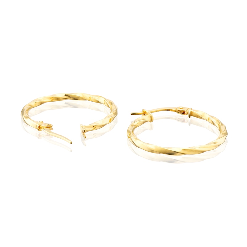 Main Image 2 of 9ct Yellow Gold 20mm Twist Creole Hoop Earrings