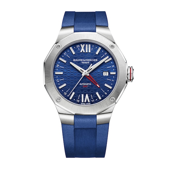 Baume & Mercier Riviera Men’s Patterned Dial Blue Rubber Strap Watch