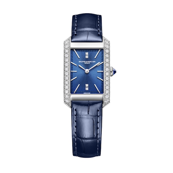Baume & Mercier Hampton Ladies’ Diamond Set Blue Leather Strap Watch
