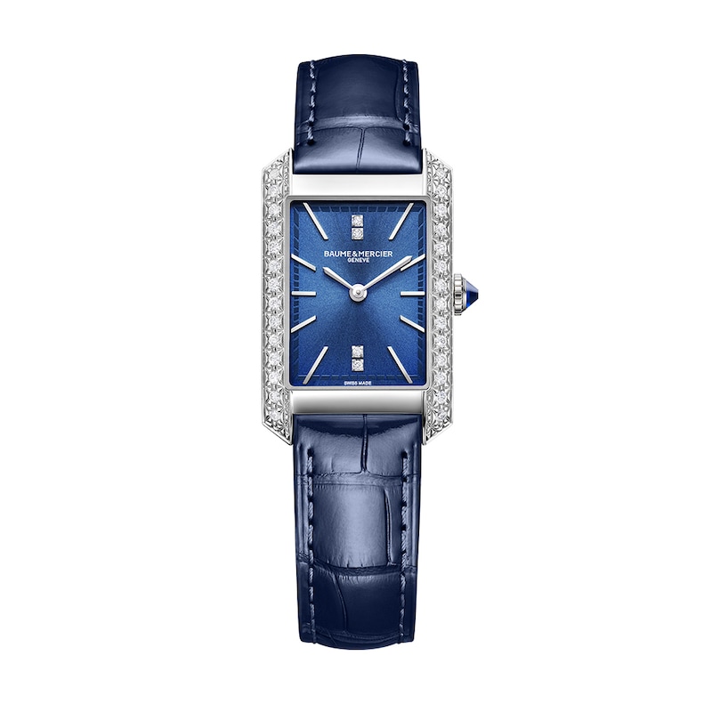 Baume & Mercier Hampton Ladies' Diamond Set Blue Leather Strap Watch