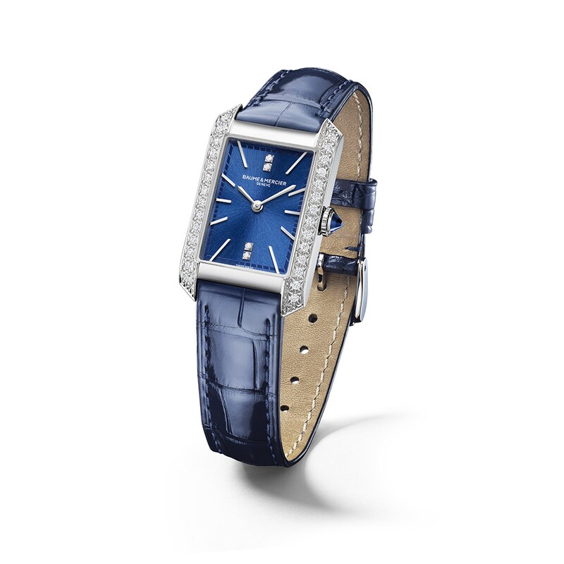 Main Image 3 of Baume & Mercier Hampton Ladies' Diamond Set Blue Leather Strap Watch
