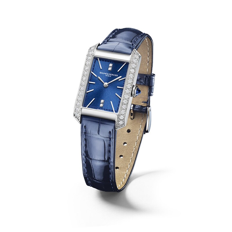 Baume & Mercier Hampton Ladies' Diamond Set Blue Leather Strap Watch