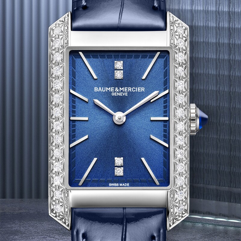 Baume & Mercier Hampton Ladies' Diamond Set Blue Leather Strap Watch