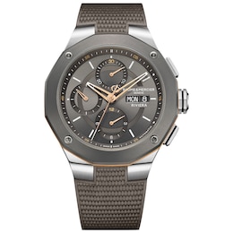 Baume & Mercier Riviera Men's Textured Grey Rubber Strap Watch