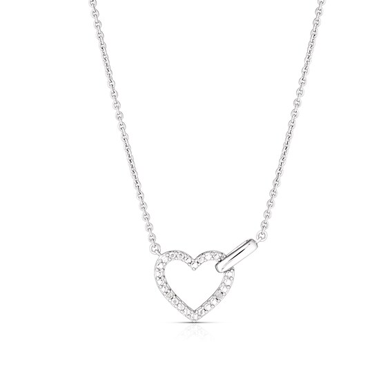 Sterling Silver Diamond Heart Necklace