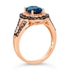 Thumbnail Image 1 of Le Vian 14ct Rose Gold Deep Sea Blue Topaz & 0.45ct Diamond Halo Ring