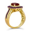 Thumbnail Image 1 of Le Vian 14ct Yellow Gold Raspberry Rhodolite & 0.69ct Diamond Halo Ring