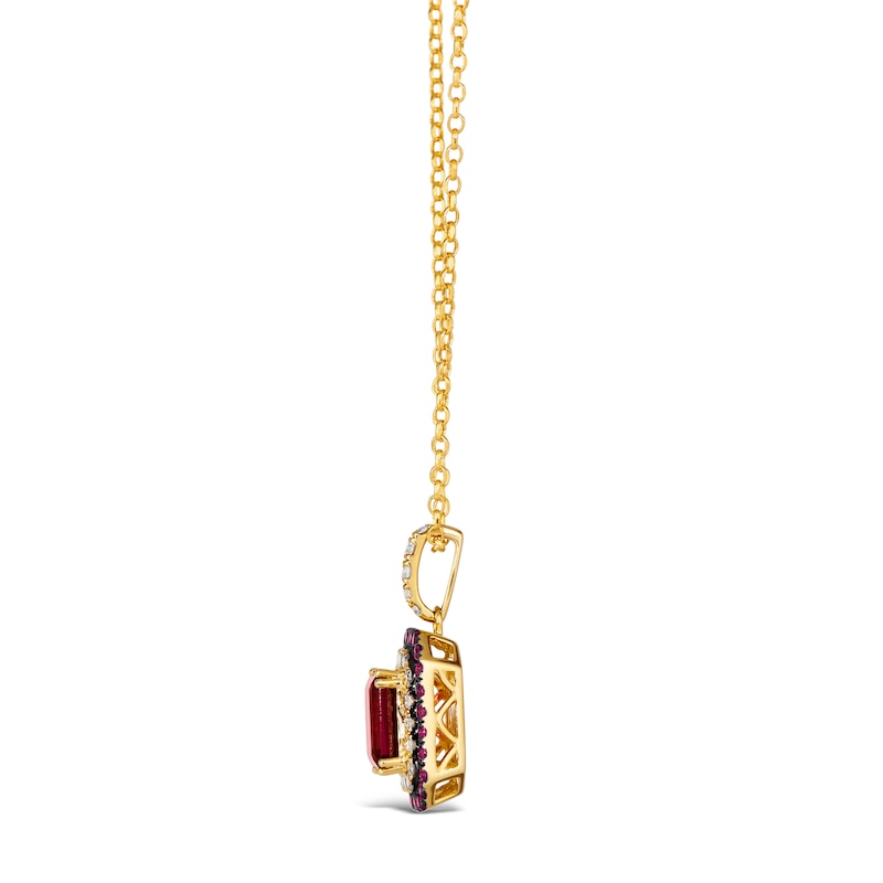Le Vian 14ct Yellow Gold Raspberry Rhodolite & 0.45ct Diamond Pendant Necklace