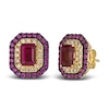 Thumbnail Image 1 of Le Vian 14ct Yellow Gold Raspberry Rhodolite & 0.45ct Diamond Stud Earrings