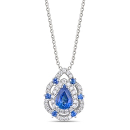 Le Vian Couture Platinum Ceylon Sapphire & 0.18ct Diamond Pear Shape Pendant Necklace