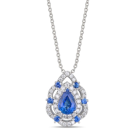 Le Vian Couture Platinum Ceylon Sapphire & 0.18ct Diamond Pear Shape Pendant Necklace