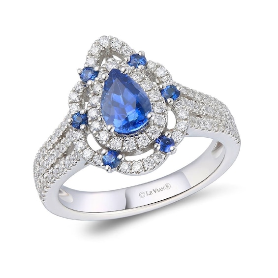 Le Vian Couture Platinum Blueberry Ceylon Sapphire & 0.45ct Diamond Pear Shape Ring