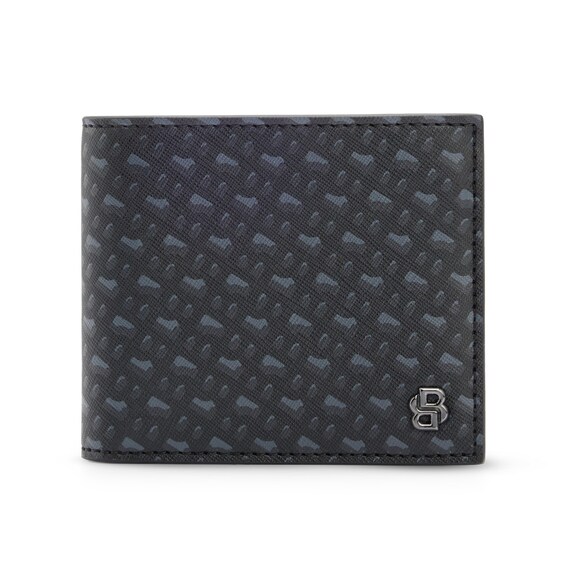 BOSS Signature-Pattern Double B Monogram Leather Card Holder