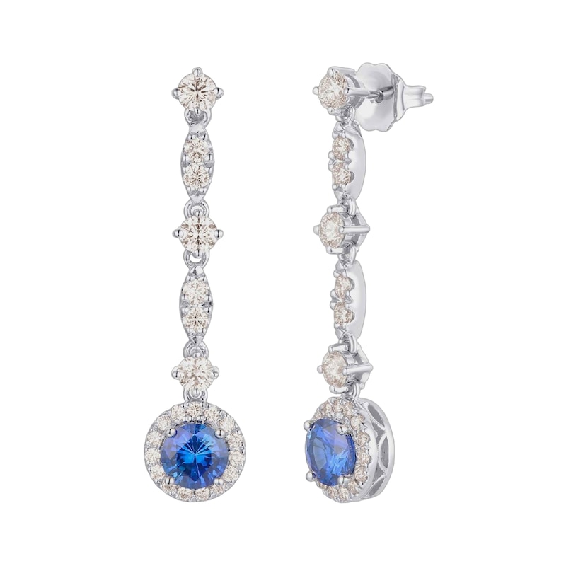Le Vian Couture 18ct White Gold Blueberry Sapphire & 0.88ct Diamond Drop Earrings