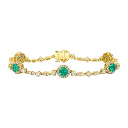 Le Vian Couture 18ct Yellow Gold Green Emerald & 2.21ct Diamond Bracelet