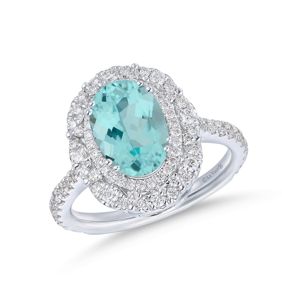 Le Vian Couture 18ct White Gold 0.79ct Diamond & Blue Tourmaline Halo Ring