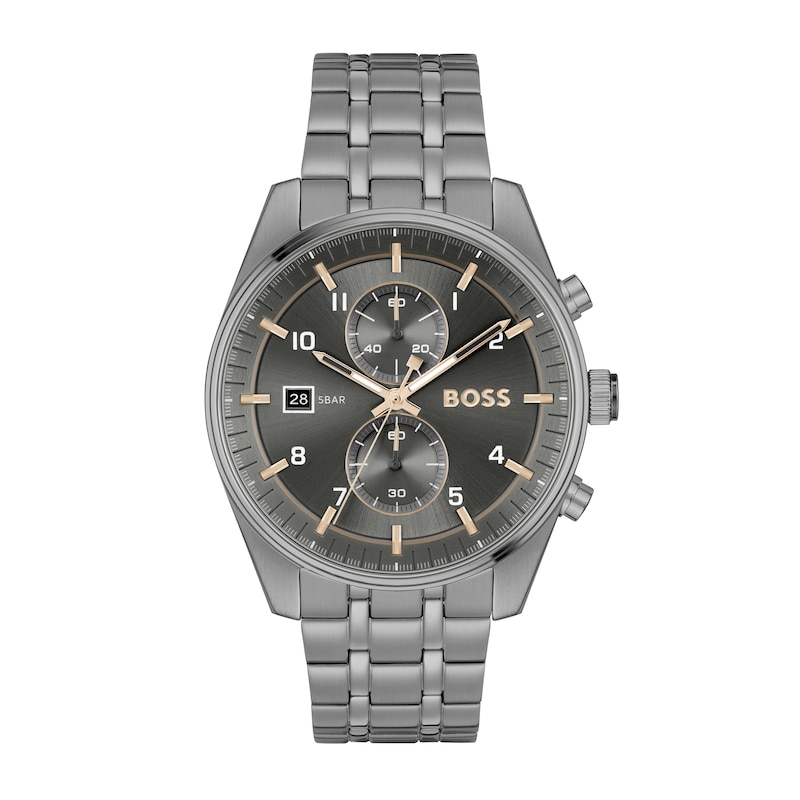 BOSS Skytraveller Men's Chronograph Grey IP Bracelet Watch