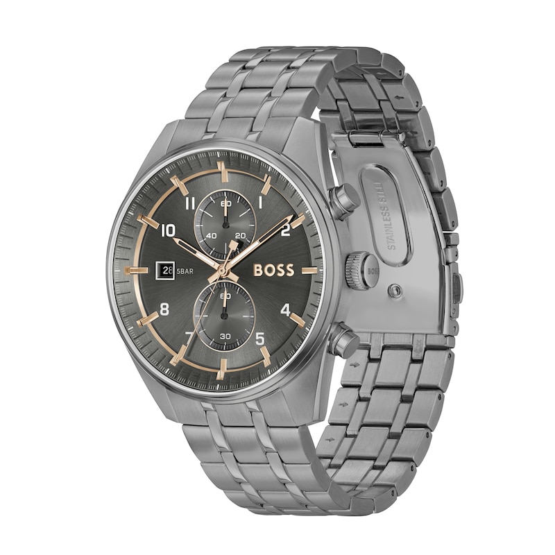 BOSS Skytraveller Men's Chronograph Grey IP Bracelet Watch