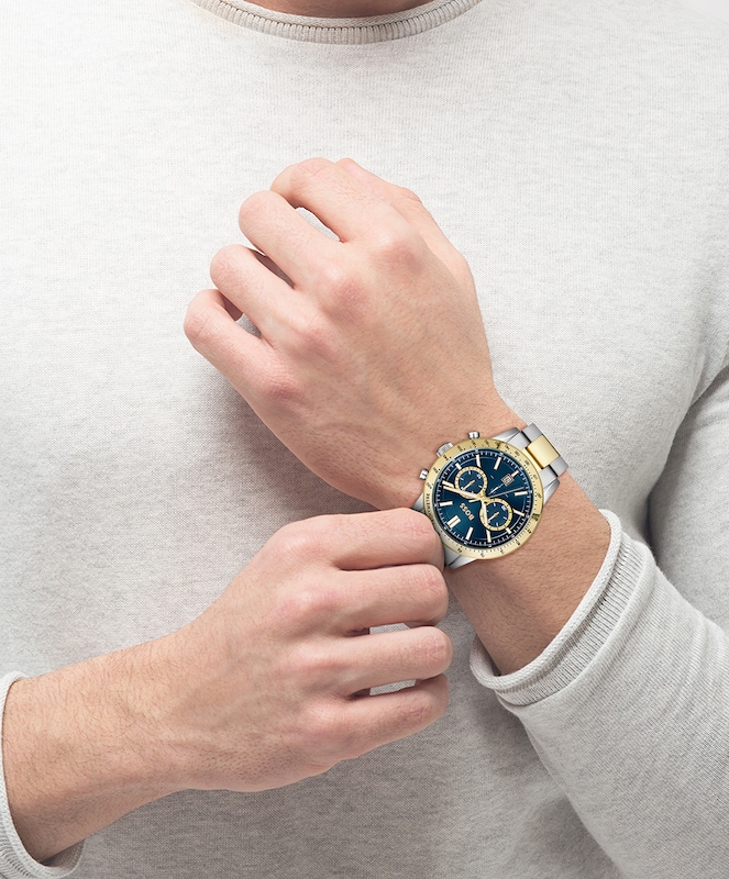 BOSS Allure Chronograph Blue Dial & Two-Tone Bracelet Watch