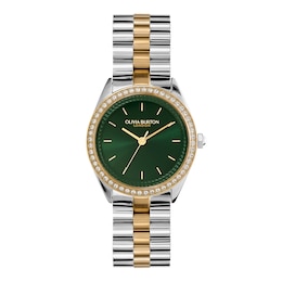Olivia Burton Bejewelled Gold-Tone Stainless Steel Bracelet Watch