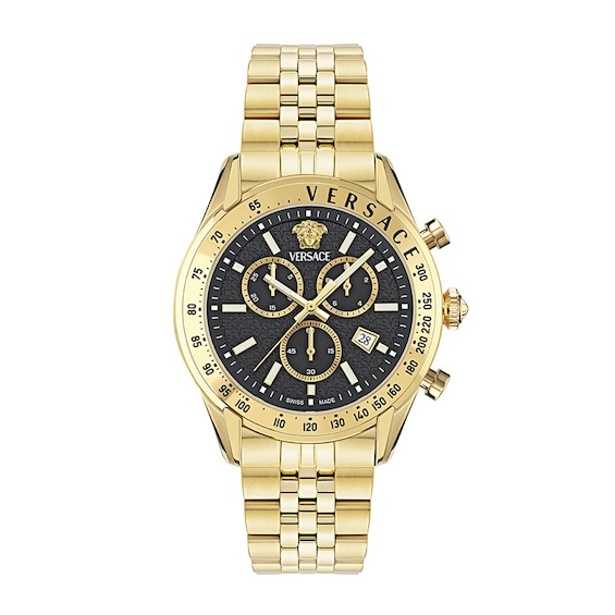 Versace Chrono Master Mens Gold Tone Bracelet Watch