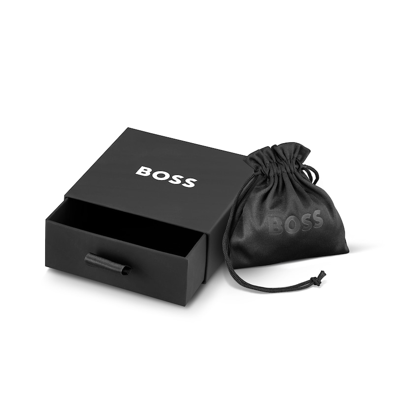 BOSS Devon Men's Black IP 7.5 Inch Box Chain Bracelet