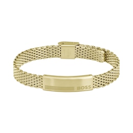 BOSS Alen Men's Gold-Tone IP 8 Inch Mesh Bracelet