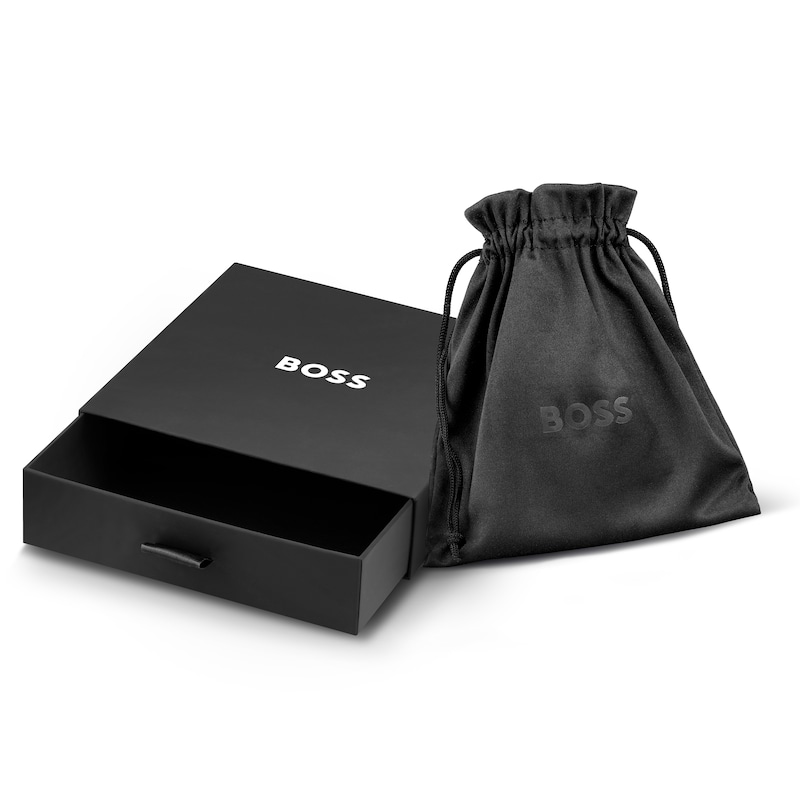 BOSS Devon Black IP 24 Inch Dog Tag Box Chain Necklace