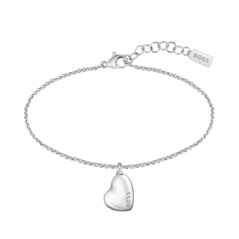 BOSS Honey Ladies' Stainless Steel 6.5 Inch Heart Shaped Bracelet