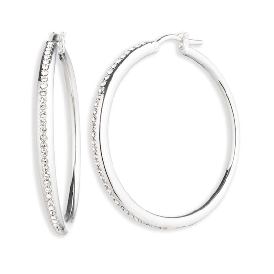Lauren Ralph Lauren Sterling Silver and Crystal Hoop 35mm Ea