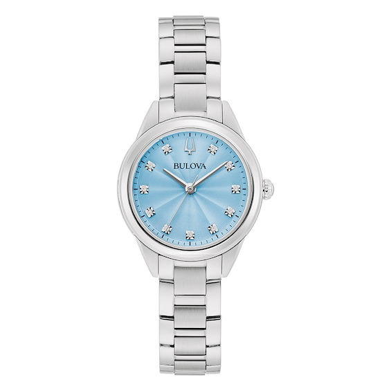 Women's Bulova Sutton Diamond Blue Dial & Stainless Steel Watch