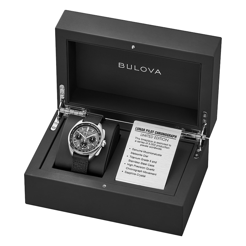 Bulova Lunar Pilot Men's Black Leather Strap Limited Edition Watch