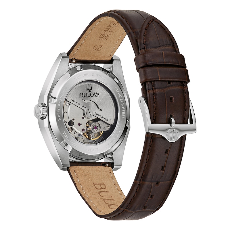 Bulova Surveyor Men's Dark Brown Leather Strap Watch