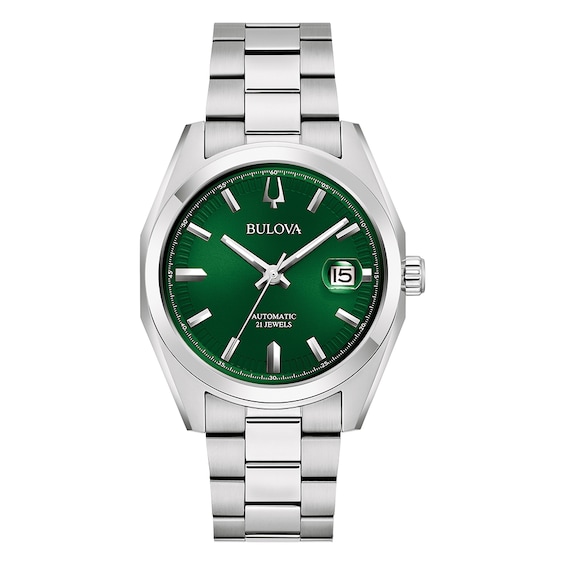 Men's Bulova Surveyor Green Dial & Stainless Steel Bracelet Watch