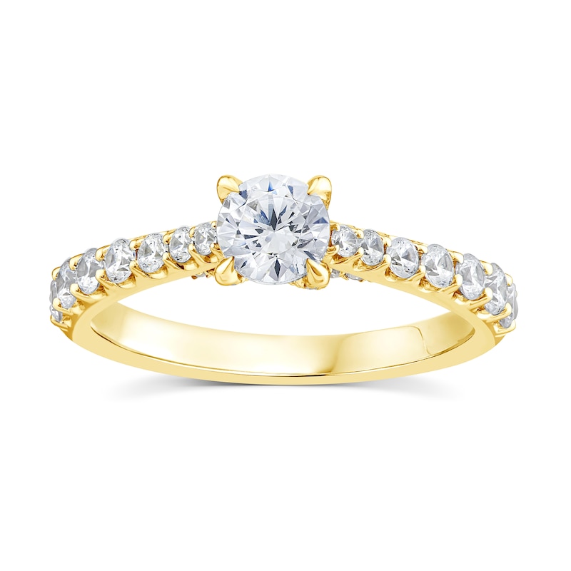 18ct Yellow Gold 1ct Diamond Round Cut Four Claw Solitaire Ring ...