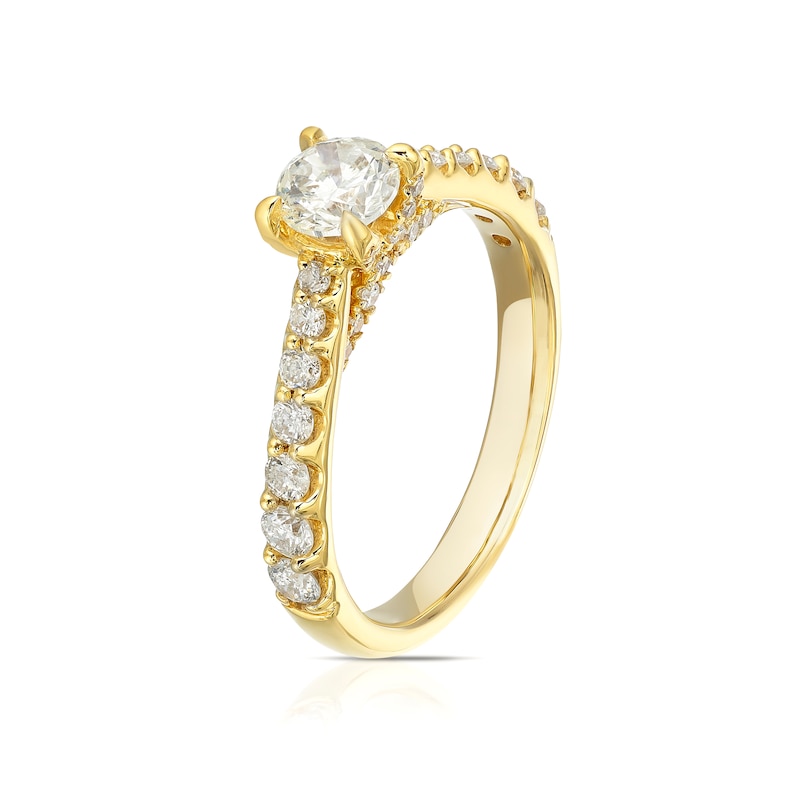 Main Image 2 of 18ct Yellow Gold 1ct Diamond Round Cut Four Claw Solitaire Ring