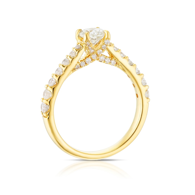 Main Image 3 of 18ct Yellow Gold 1ct Diamond Round Cut Four Claw Solitaire Ring
