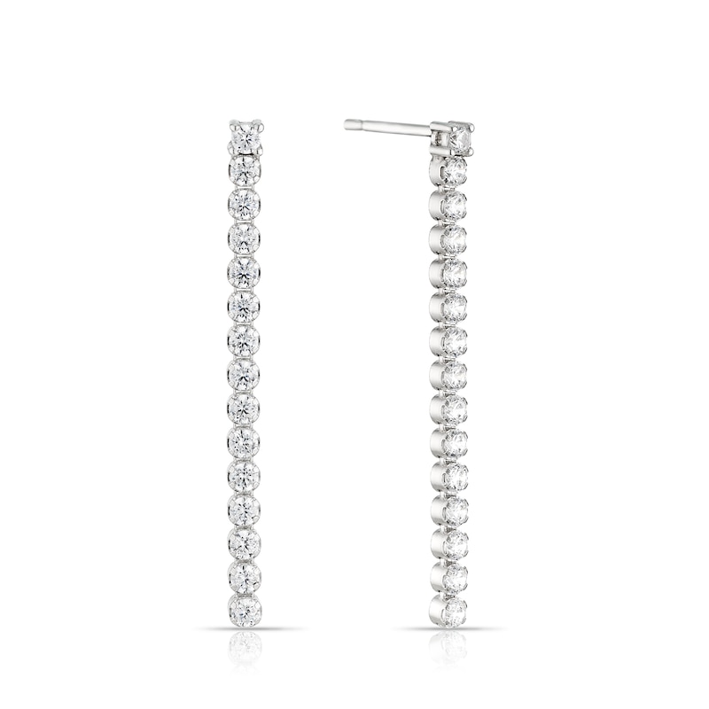 Sterling Silver Cubic Zirconia Pavé Drop Earrings