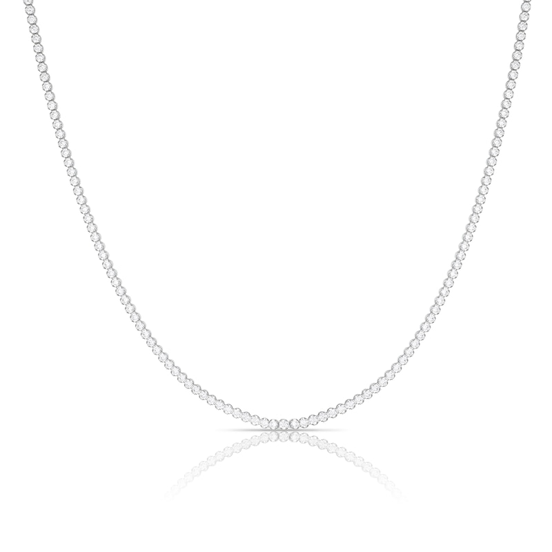 Sterling Silver 18 Inch Cubic Zirconia Tennis Necklace