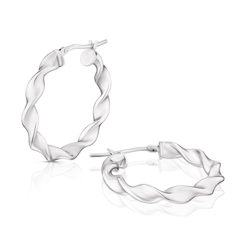 Main Image 1 of Sterling Silver Twist 20mm Hoop Earrings