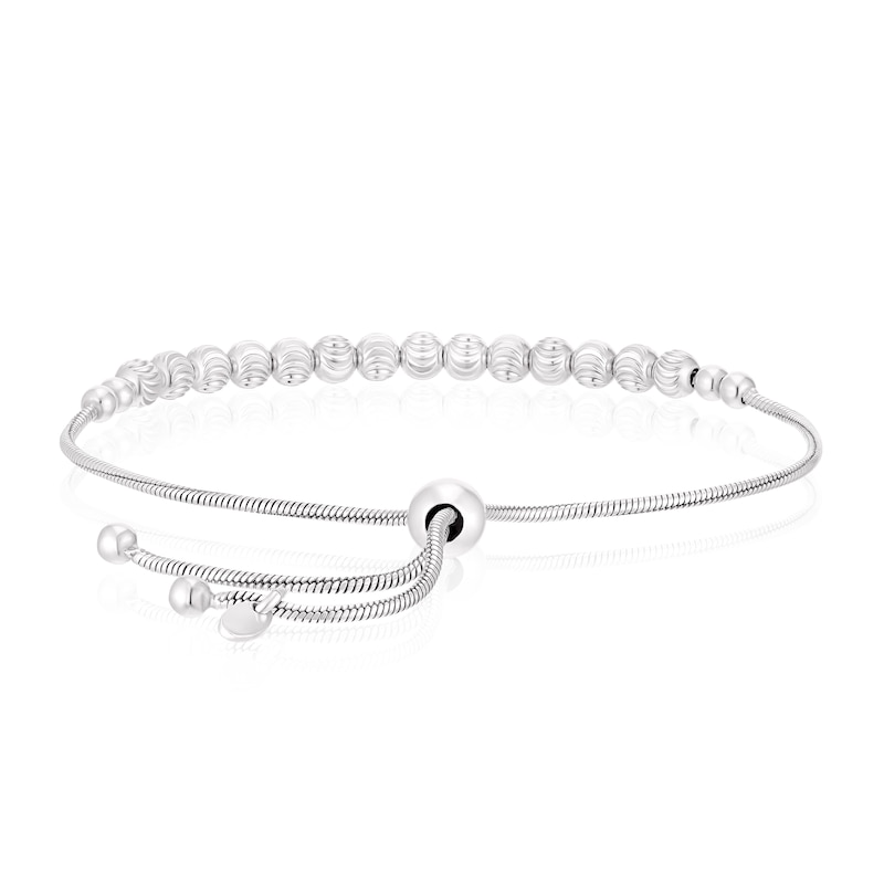 Main Image 3 of Sterling Silver Moon Cut Bead Adjustable Bolo Bracelet