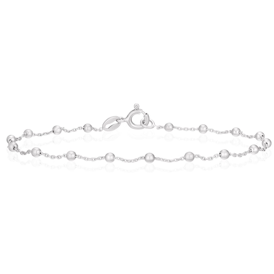 Sterling Silver 7.25 Bead Station Bracelet